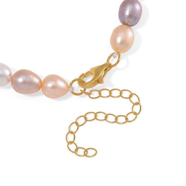 Keshi Perle, Mehrfarbige Süßwasser Perle Armband ca. 18 cm+ 5 cm Extender, 925 Silber vergoldet image number 4
