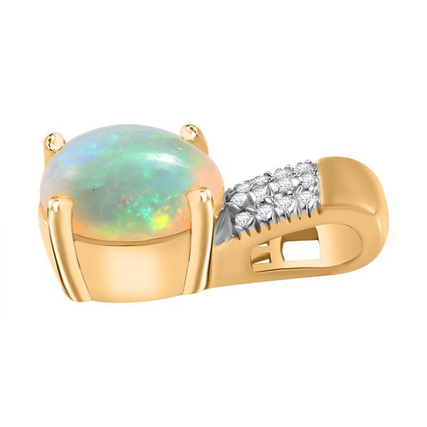 AA Natürlicher, äthiopischer Welo Opal, Moissanit Anhänger 925 Silber Gelbgold Vermeil ca. 1,19 ct. image number 6
