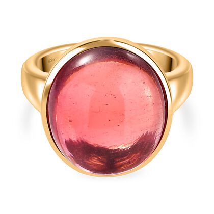 Lab Grown Padparadscha-Saphir Ring 925 Silber 750 Gelbgold Vermeil (Gr&ouml;&szlig;e 19.00) ca. 16.57 ct