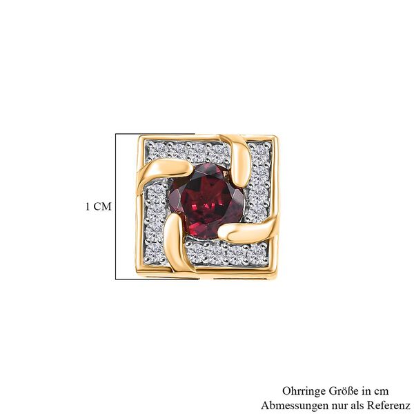 AA Rhodolith Granat, Wei&szlig;er Zirkon Ohrringe 925 Silber 750 Gelbgold Vermeil ca. 1.60 ct image number 6
