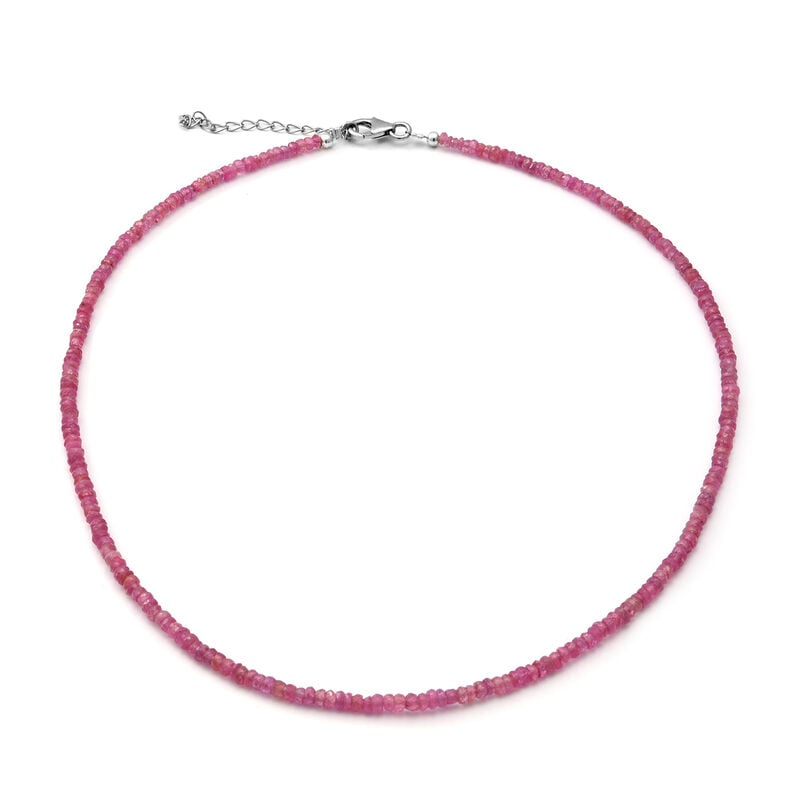 Ilakaka Hot Pink Saphir Rondelle Halskette ca. 45 cm lange 925 Silber ca. 38.25 ct image number 0