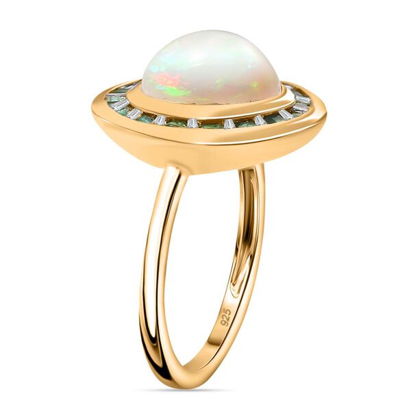 AA Natürlicher, äthiopischer Welo Opal, Smaragd Ring 925 Silber 750 Gelbgold Vermeil (Größe 17.00) ca. 3,25 ct image number 6