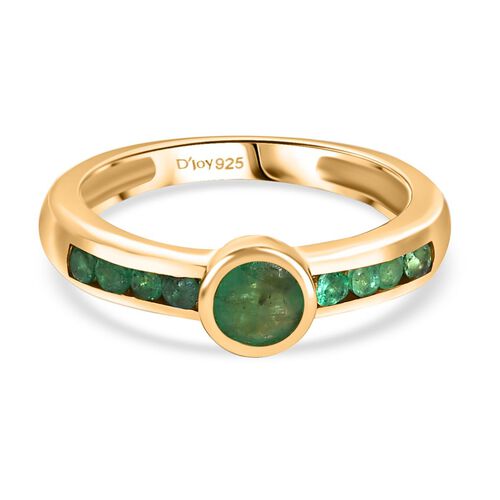 D’joy Kagem Sambischer Smaragd Ring 925 Silber 750 Gelbgold Vermeil (Größe 18.00) ca. 0,76 ct image number 0
