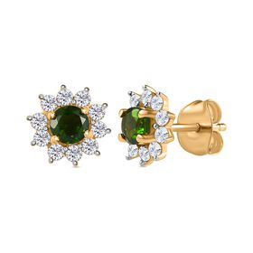 Natürliche Chromdiopsid und Zirkon-Ohrringe - 1,15 ct.