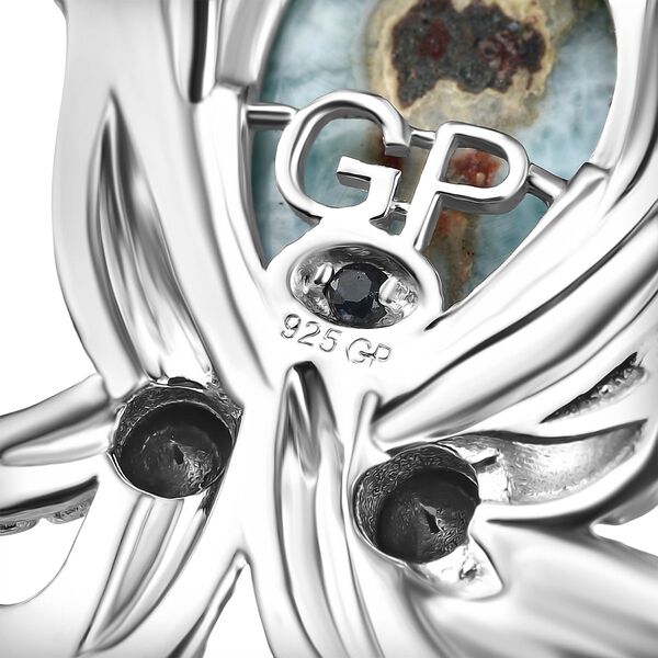 GP Trionfo Kollektion - Larimar, schwarzer Spinell und blauer Saphir Ring und Anh&auml;nger mit 45cm Kette image number 8