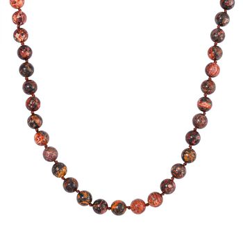 Leopard Jaspis Halskette ca. 45 cm Reiner Edelstahl ca. 230,55 ct.