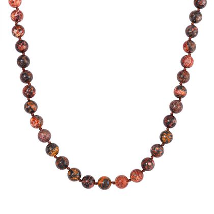 Leopard Jaspis Halskette ca. 45 cm Reiner Edelstahl ca. 230,55 ct.