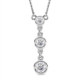 Moissanit Halskette ca. 45 cm 925 Silber platiniert ca. 0.78 ct