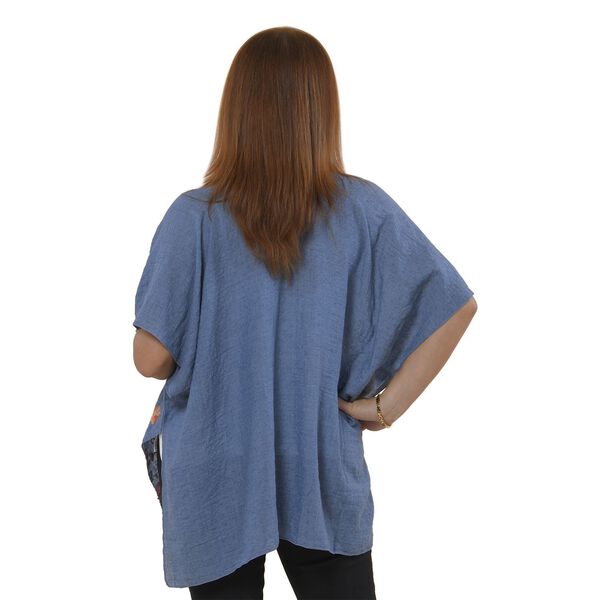 TAMSY- bestickter Kimono mit Blumenmuster, One Size, Blau image number 2
