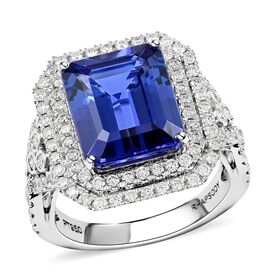 RHAPSODY AAAA Tansanit und VS-EF Diamant Ring in 950 Platin - 8 ct.
