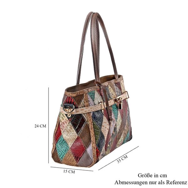 Chaos by Elsie-  Echtleder Tasche mit Regenbogen-Mattwebmuster image number 7