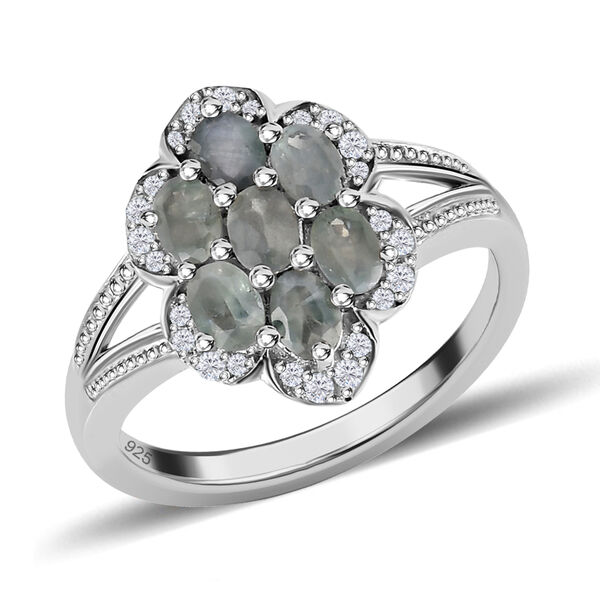 Alexandrit und Zirkon Ring 925 Silber platiniert  ca. 1,42 ct image number 4