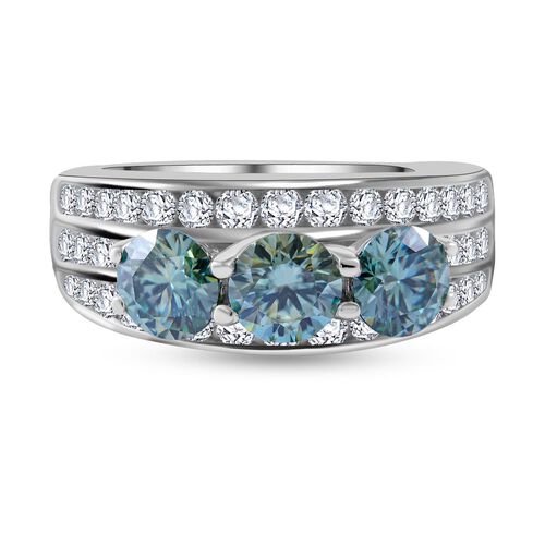 Blauer Moissanit Ring 925 Silber rhodiniert (Größe 17.00) ca. 2,10 ct image number 0