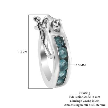 Blaugr&uuml;ner Grandidierit Creolen 925 Silber platiniert ca. 0,62 ct
