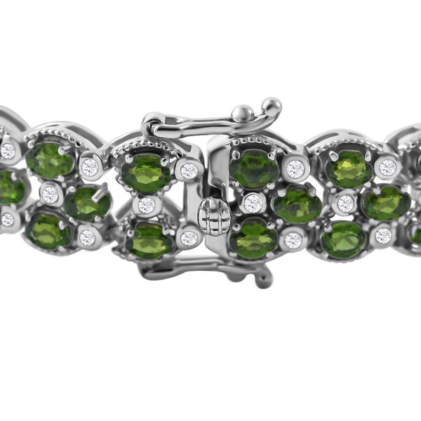 AA Nat&uuml;rlicher Chromdiopsid, wei&szlig;er Zirkon Armband, ca. 19 cm 925 Silber rhodiniert ca. 16.10 ct image number 3
