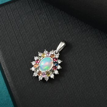 D'Joy AA nat&uuml;rlicher, &auml;thiopischer Welo Opal, mehrfarbiger Saphir und Zirkon Anh&auml;nger - 2,42 ct.
