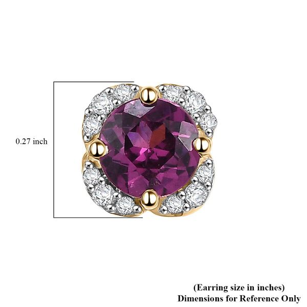 AAA Radiant Ember Granat und Diamant Ohrringe in 417 Gold - 1,27 ct. image number 5