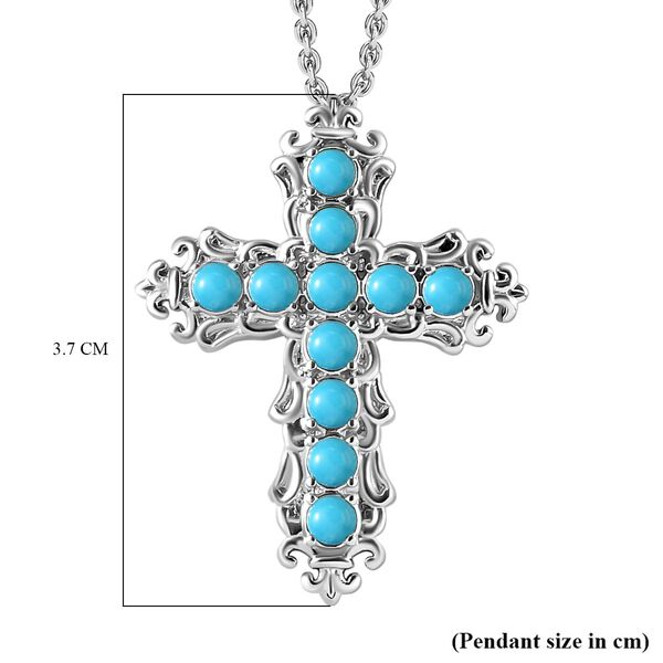 Sleeping Beauty T&uuml;rkis Kreuz-Anh&auml;nger mit Kette, Edelstahl ca. 1,44 ct image number 7