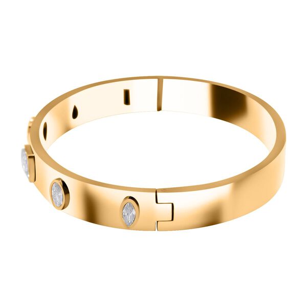 Designer Inspiriert Zirkonia Edelstahl Armreif ca. 20 cm, Goldfarben image number 4