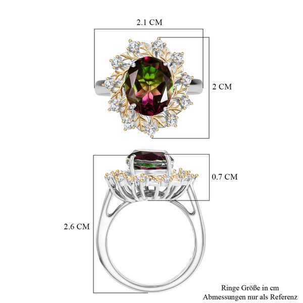 D'Joy Wassermelonen Triplett Quarz und Zirkon zweifarbiger Ring und Anhänger mit 45cm Kette image number 14