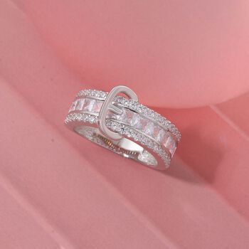 Lustro Stella Wei&szlig;er Zirkonia Schnalle Ring 925 Silber rhodiniert (Gr&ouml;&szlig;e 17.00)