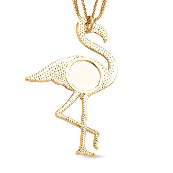 Schwarzer und wei&szlig;er Kristall-Flamingo-Anh&auml;nger mit Kette - 3,10 ct. image number 4