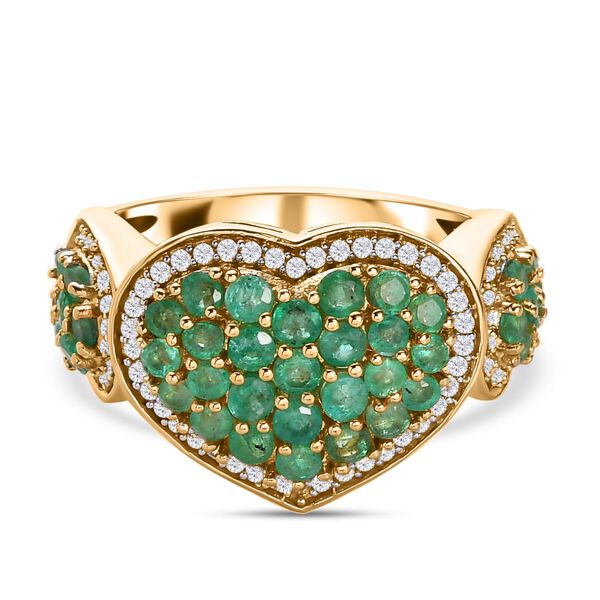 Kagem Sambischer Smaragd Ring, 925 Silber vergoldet (Gr&ouml;&szlig;e 18.00) ca. 1.98 ct