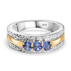 Tansanit Ring 925 Silber rhodiniert (Größe 19.00) ca. 0,59 ct