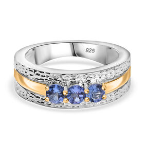 Tansanit Ring 925 Silber rhodiniert (Größe 19.00) ca. 0,59 ct