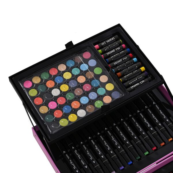 LIVMORE K&uuml;nstler Malset 115 teilig im Kreativkoffer 34 x 23 cm Rosa image number 6