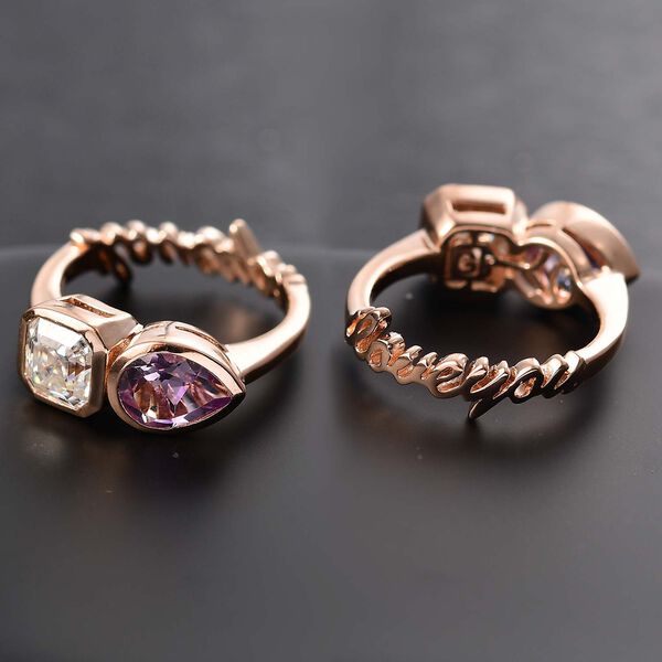 GP Amore Kollektion - Moissanit, Rose De France Amethyst Ring 925 Silber 750 Ros&eacute;gold Vermeil (Gr&ouml;&szlig;e 19.00) ca. 2.20 ct image number 1