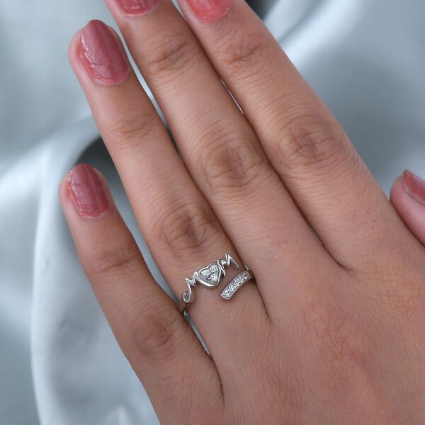 LUSTRO STELLA Hergestellt mit ZIRKONIA MOM Ring 925 Silber Platin-&Uuml;berzug image number 3