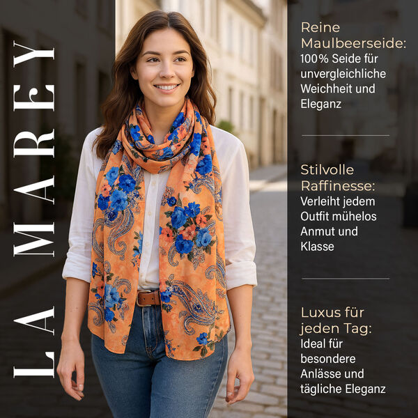 Chaos by Elsie Blumenmuster Echtleder Crossbody Tasche mit RFID-Schutz und Mini-Taschenlampe und LA MAREY Schal aus 100 % Maulbeerseide image number 13