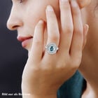 Kambodschanischer blauer und Weißer Zirkon Ring 925 Silber platiniert  ca. 3,98 ct image number 2