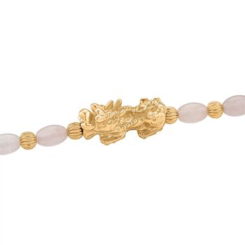 Rosenquarz Pixiu Halskette, ca. 45cm + 5cm extender, gelb vergoldet ca. 50.00 ct