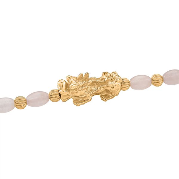 Rosenquarz Pixiu Halskette, ca. 45cm + 5cm extender, gelb vergoldet ca. 50.00 ct image number 4