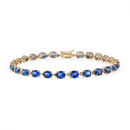 LUXORO AAA Blauer Ceylon-Saphir Armband ca. 19 cm 585 Gelb Gold ca. 10.61 ct