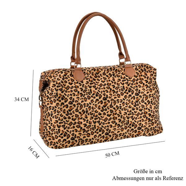 Weekender-Tasche aus supersoftem Mikroflanell und Kunst-Leder mit Leopardenmuster und verstellbarer Riemen, 54 x 37 x 18 cm image number 7