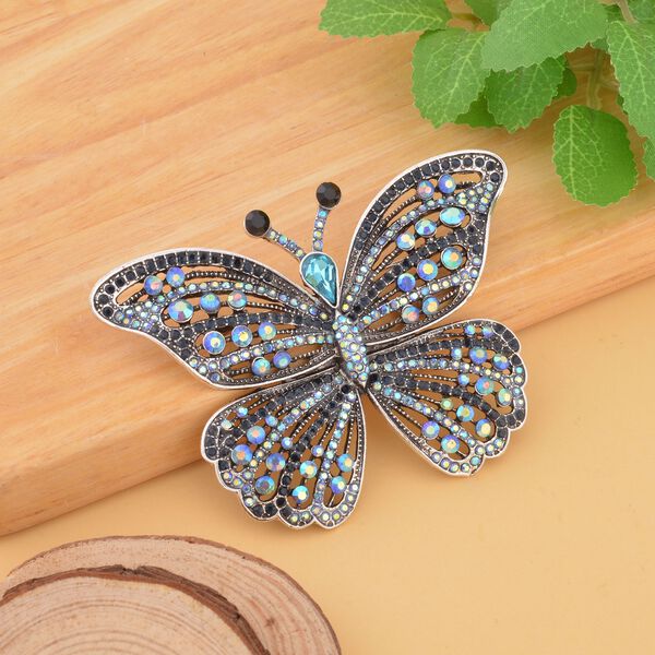 Blaue Kristall-Schmetterlings-Brosche image number 1