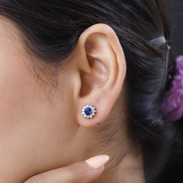 Kaschmir Kyanit und wei&szlig;e Zirkon-Ohrstecker - 1,49 ct. image number 3