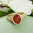 Mexikanischer Kirschfeuer-Opal Solitär Ring 925 Silber 585 Vergoldet image number 1