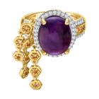 GP Trionfo Kollektion - Afrikanischer Amethyst, Citrin Ring, 925 Silber Gelbgold Vermeil, (Größe 20.00), ca. 6.66 ct