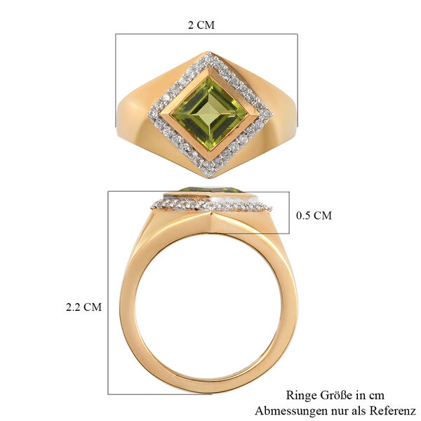 Nat&uuml;rlicher Peridot und Zirkon-Ring, 925 Silber vergoldet  ca. 1,69 ct image number 7