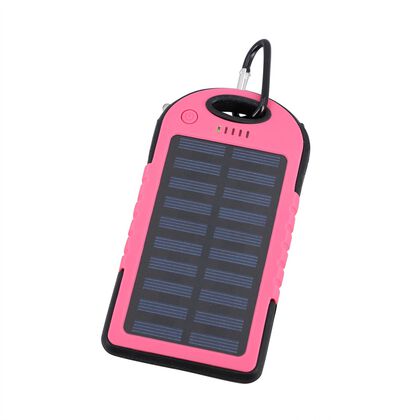 HOMESMART - Solarpowerbank mit 5000 mAh, tragbar, 15x7.5cm, 145g, rosa