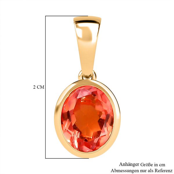 Padparadscha Quarz Triplette Anh&auml;nger 925 Silber 750 Gelbgold Vermeil ca. 2.02 ct image number 6