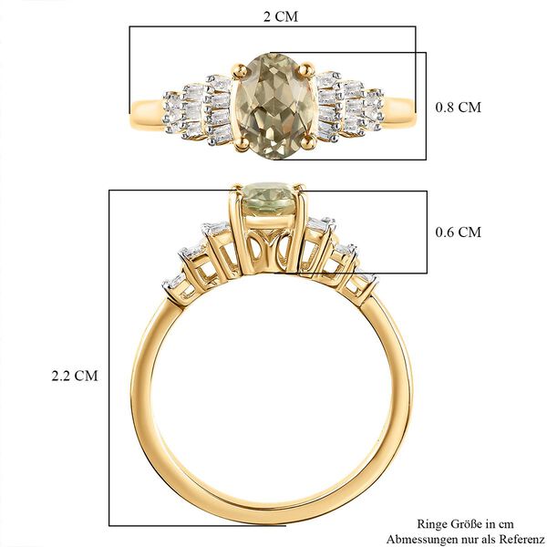 AAA Turkizit und weißer Diamant-Ring, 925 Silber Gelbgold Vermeil  ca. 1,02 ct image number 7