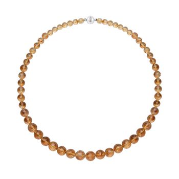 Citrin Halskette, (8-12mm), ca. 50 cm, 925 Silber rhodiniert ca. 319.00 ct