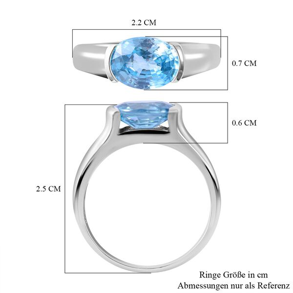 Kambodschanischer, blauer Zirkon Ring - 3 ct. image number 5