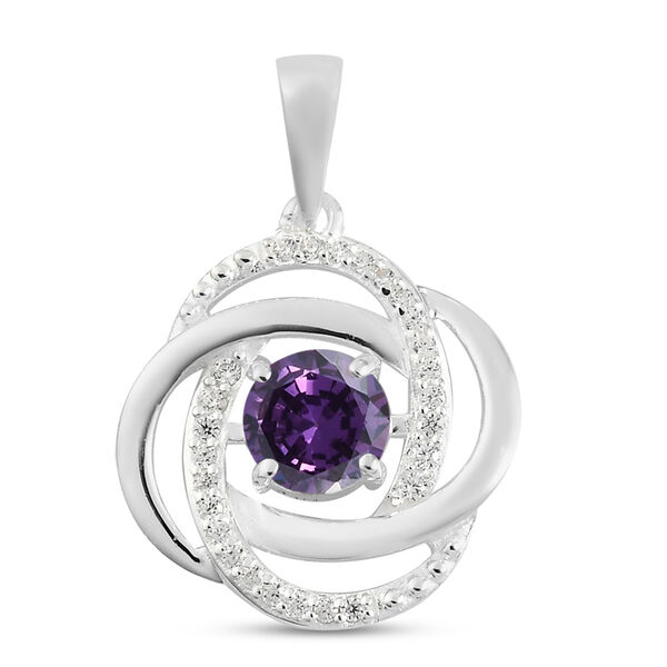 LUSTRO STELLA - Amethyst und Wei&szlig;er Zirkonia Anh&auml;nger 925 Silber