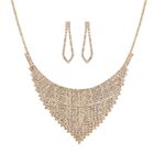 2er Set - Weißer Kristall Ohrringe und Halskette Schmuckset, goldfarben